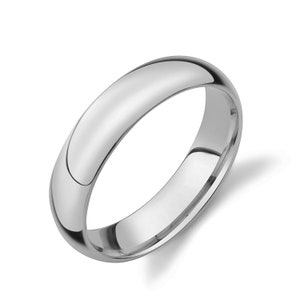 Platinum 950 Band (5mm) | CLASSIC DOME | Polished | Comfort Fit | Men's Women's Wedding Ring Simple PT950