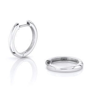 14k White Gold Huggies (LARGE/15mm) | Pair | Solid Gold Modern Hoop Earrings