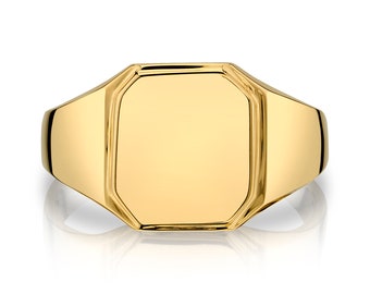 14k Yellow Gold Square Signet Ring | SOLID | Women's Ring | Personalize with Initial Monogram Engraving, Pinky Ring