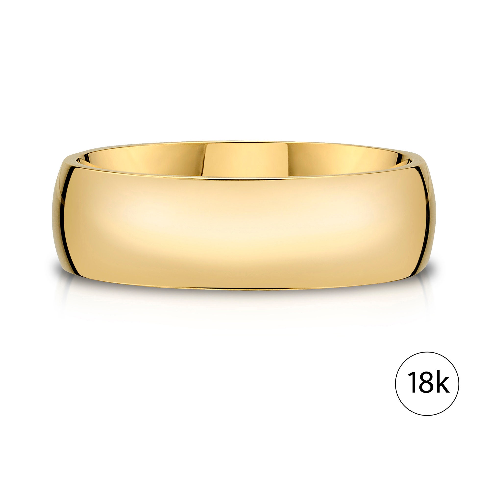 18K イエロー ゴールド バンド (7 mm) | ロー ドーム 18K イエロー ゴールド バンド (7 mm) | ロー ドーム