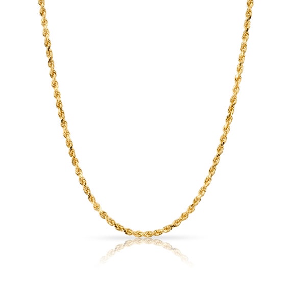 14k Yellow Gold Rope Chain 2mm Necklace Simple THIN Classic Solid