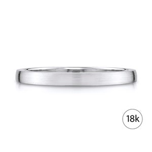18k White Gold Band (2mm THIN) | LOW DOME | Matte Brushed | Comfort Fit | Men's Women's Wedding Ring Simple Thin European