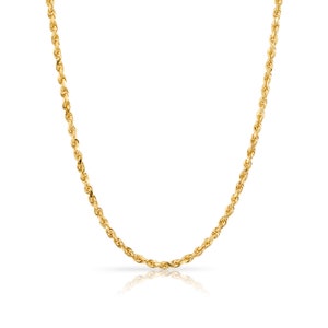 14k イエロー ゴールド ロープ チェーン (2.5 mm) ネックレス | シンプルで薄型、クラシックでソリッドなステートメント