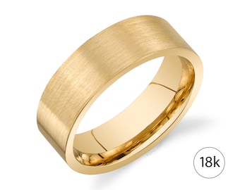 18k geelgouden band (8 mm) | VLAK | Mat geborsteld | Comfortabele pasvorm | Sigarenband heren damestrouwring