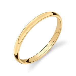 14k Yellow Gold Band 2mm THIN CLASSIC DOME Polished Comfort Fit Men's Women's Wedding Ring Simple Thin original image 1