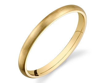 14k Yellow Gold Band (2mm THIN) | CLASSIC DOME | Matte Brushed | Comfort Fit | Men's Women's Wedding Ring Simple Thin