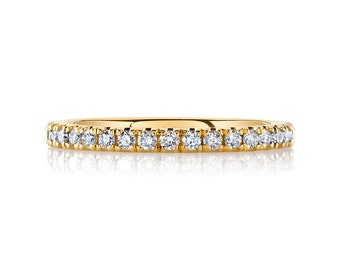 Classic Diamond Eternity Band in 14k Yellow Gold (2mm) | Rose White Available | Women's Stacking Ring Wedding Pave Half 3/4 Lab Grown