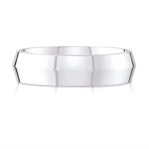 14k White Gold Band (6mm) | KNIFE EDGE | Polished | Comfort Fit | Men&#39;s Women&#39;s Wedding Ring