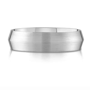 Platinum 950 Band (6mm) | KNIFE EDGE | Matte Brushed | Comfort Fit | Men&#39;s Women&#39;s Wedding Ring