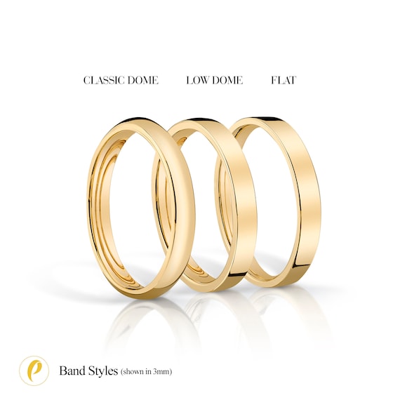 3mm Gold Plated Tungsten Carbide Wedding Band - Half Dome Polished Ring, Size 5.5, Comfort Fit With Velvet Pouch