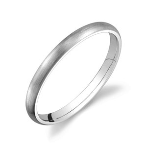 Platinum 950 Band (2mm THIN) | CLASSIC DOME | Matte Brushed | Comfort Fit | Men's Women's Wedding Ring Simple Thin PT950