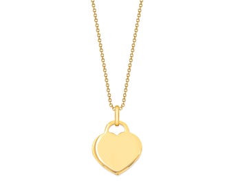 14k Solid Yellow Gold Heart Charm Pendant (14x13mm) | Initial Engraving | Pendant ONLY Christmas Anniversary Birthday Gift