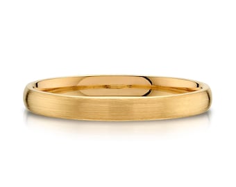 14k Yellow Gold Band (2.5mm THIN) | CLASSIC DOME | Matte Brushed | Comfort Fit | Men's Women's Wedding Ring Simple Thin