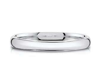14k White Gold Band (2.5mm THIN) | CLASSIC DOME | Polished | Comfort Fit | Men's Women's Wedding Ring Simple Thin