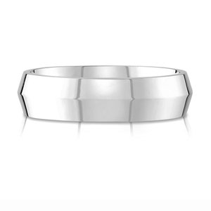 Bracelet Platine 950 (6 mm) | BORD DE COUTEAU | Poli | Coupe confortable | Alliance homme femme