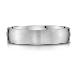 Platinum 950 Band (5mm) | LOW DOME | Matte Brushed | Comfort Fit | Men's Women's Wedding Ring Simple PT950 European