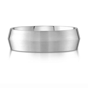 Bracelet Platine 950 (7 mm) | BORD DE COUTEAU | Brossé mat | Coupe confortable | Alliance homme femme