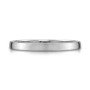 Platinum 950 Band (2mm THIN) | LOW DOME | Matte Brushed | Comfort Fit | Men&#39;s Women&#39;s Wedding Ring Simple Thin PT950 European