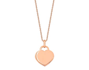 14k Solid Rose Gold Heart Charm Pendant (14x13mm) | Initial Engraving | Pendant ONLY Christmas Anniversary Birthday Gift