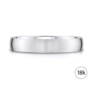 18k White Gold Band (4mm) | LOW DOME | Matte Brushed | Comfort Fit | Men&#39;s Women&#39;s Wedding Ring European