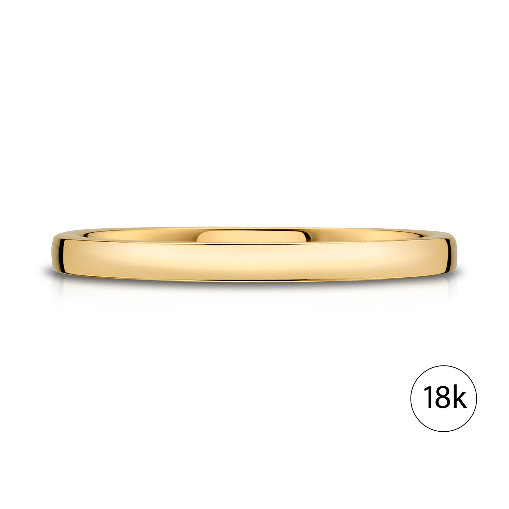 18k Yellow Gold Band (2mm THIN) | LOW DOME | Polished