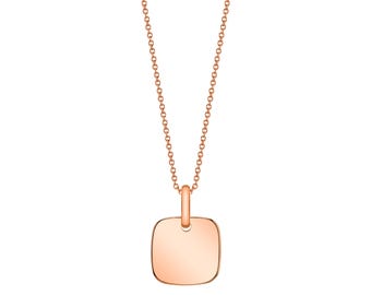 14k Solid Rose Gold Cushion Pendant (13x13mm) | Initial Engraving | Pendant ONLY Square Christmas Anniversary Birthday Gift Charm