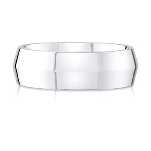 14k White Gold Band (8mm) | KNIFE EDGE | Polished | Comfort Fit | Men&#39;s Women&#39;s Wedding Ring