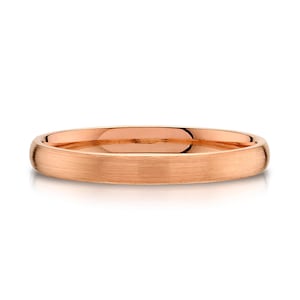 14k Rose Gold Band (2.5mm THIN) | CLASSIC DOME | Matte Brushed | Comfort Fit | Men&#39;s Women&#39;s Wedding Ring Pink Simple Thin