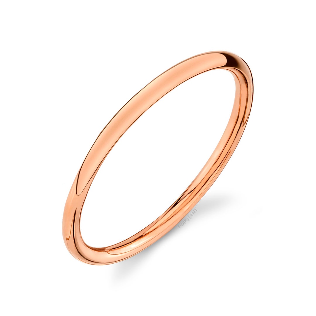 14k Rose Gold Band 1mm THIN Dome Polished Midi - Etsy