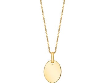 14k Solid Yellow Gold Oval Pendant (15x11mm) | Initial Engraving | Pendant ONLY  Christmas Anniversary Birthday Gift Charm