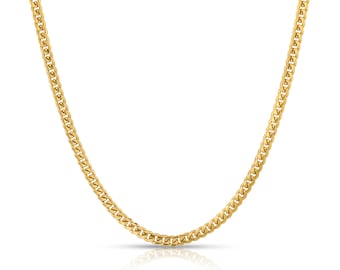 14k Yellow Gold Miami Cuban Chain (2.5mm) Necklace | Simple Statement Classic Solid 3mm 4mm Available