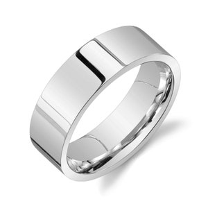 Platinum 950 Band (8mm) | FLAT | Polished | Comfort Fit | Men&#39;s Women&#39;s Wedding Ring Cigar Band Simple PT950