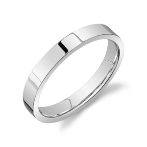Platinum 950 Band (3mm) | FLAT | Polished | Comfort Fit | Men&#39;s Women&#39;s Wedding Ring Cigar Band Simple Thin PT950