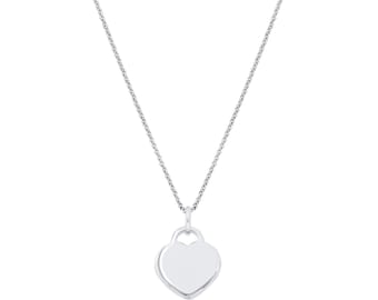 14k Solid White Gold Heart Charm Pendant (14x13mm) | Initial Engraving | Pendant ONLY Christmas Anniversary Birthday Gift