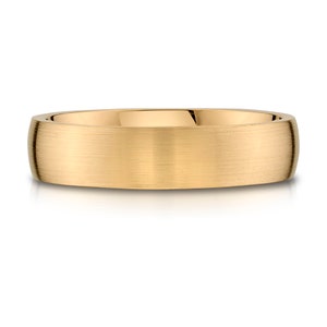 14k Yellow Gold Band (5mm) | LOW DOME | Matte Brushed | Comfort Fit | Men&#39;s Women&#39;s Wedding Ring European
