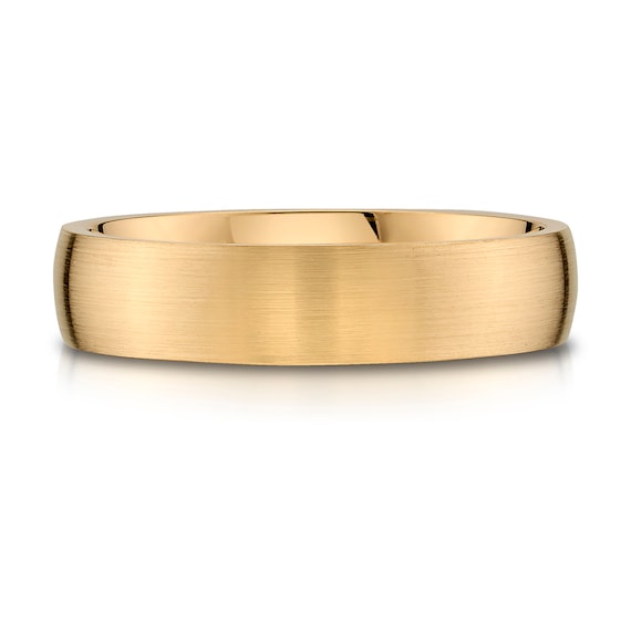 14k Yellow Gold Band (5mm) LOW DOME Matte Brushed Comfort