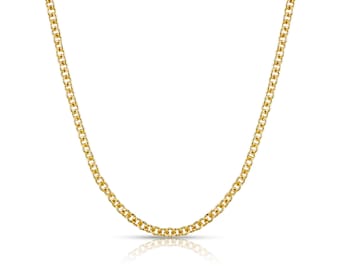 14k Yellow Gold Round Cable Chain (2mm thick / 16, 18, 20, 22, 24 inches) | Simple THIN Classic Solid Rolo Chain Pendant *White Available*