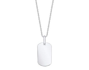 14k Solid White Gold Dog Tag (20x12mm) | Initial Engraving | Pendant ONLY Charm Military ID Christmas Anniversary Birthday Gift Small