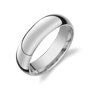 Platinum 950 Band (6mm) | CLASSIC DOME | Polished | Comfort Fit | Men's Women's Wedding Ring Simple PT950