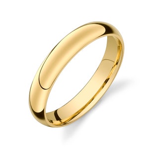 14k Yellow Gold Band 4mm CLASSIC DOME Polished Comfort - Etsy