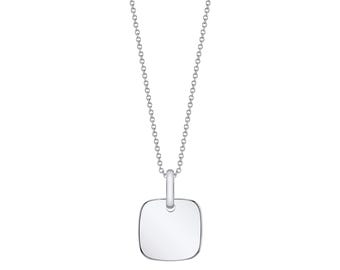 14k Solid White Gold Cushion Pendant (13x13mm) | Initial Engraving | Pendant ONLY Square Christmas Anniversary Birthday Gift Charm
