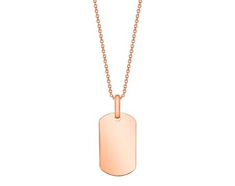 14k Solid Rose Gold Dog Tag (20x12mm) | Initial Engraving | Pendant ONLY Charm Military ID Christmas Anniversary Birthday Gift Small