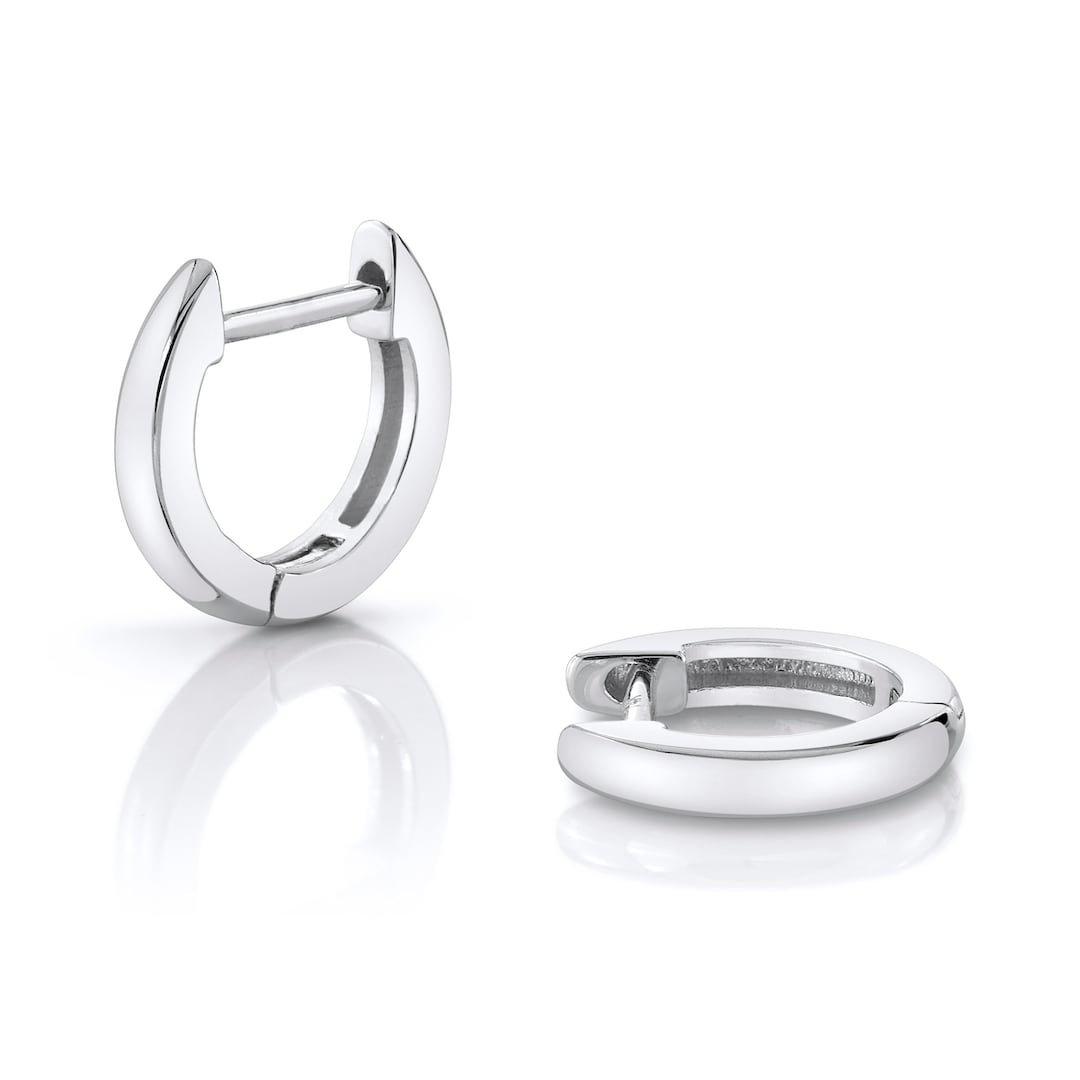 Plain white gold huggie earrings Clearance