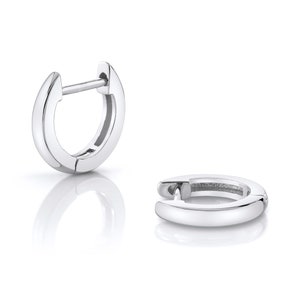 14k White Gold Huggies (MEDIUM/10mm) | Pair | Solid Gold Modern Hoop Earrings