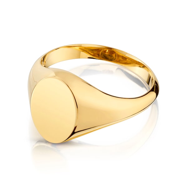 14k Yellow Gold Oval Signet Ring | SOLID | Women's Ring | Personalize with Initial Monogram Engraving, Pinky Ring