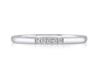 Line Diamond Band in 14k White Gold (1.5mm) | Yellow Rose Available | Women's Stacking Ring Wedding Pave Lab Grown