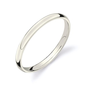 14k Champagne Gold Band (2mm THIN) | CLASSIC DOME | Polished | Comfort Fit | Men&#39;s Women&#39;s Wedding Ring White Unplated Vanilla Simple