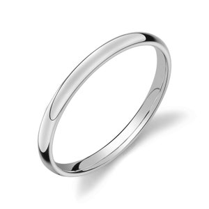 Platinum 950 Band (2mm THIN) | CLASSIC DOME | Polished | Comfort Fit | Men's Women's Wedding Ring Simple Thin PT950