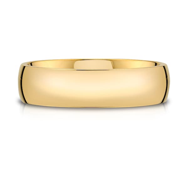 14k Yellow Gold Band (6mm) | LOW DOME | Polished | Comfort Fit | Men's Women's Wedding Ring Simple European