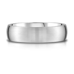 Platinum 950 Band (6mm) | LOW DOME | Matte Brushed | Comfort Fit | Men's Women's Wedding Ring PT950 European